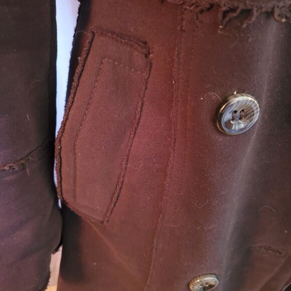 Vintage 90s Black Be Rock Los Angeles Express Long Coat Jacket, S-M - Picture 10 of 16